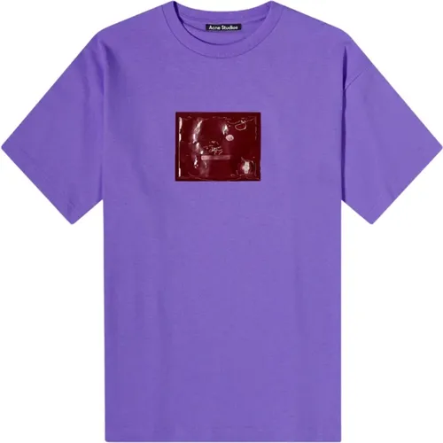 Lila Logo T-Shirt , Damen, Größe: L - Acne Studios - Modalova