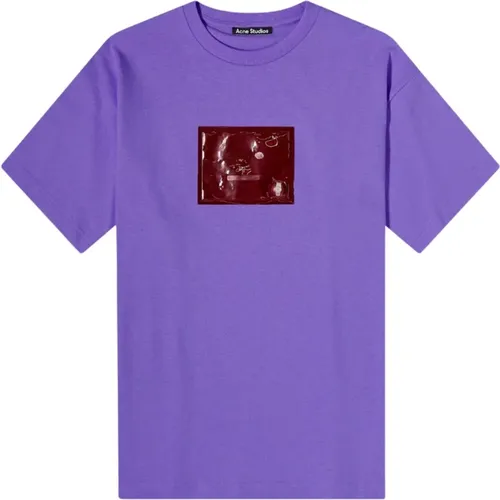 Lila Logo T-Shirt , Damen, Größe: M - Acne Studios - Modalova