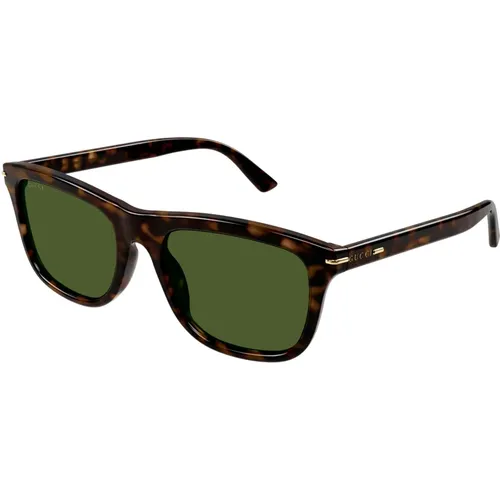 Dark Havana/Green Sunglasses , male, Sizes: 55 MM - Gucci - Modalova