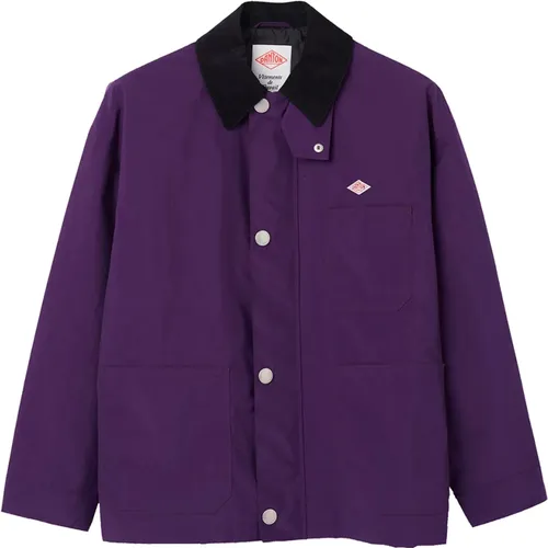 Coverall Jacket with Velvet Collar , male, Sizes: L, M - Danton - Modalova
