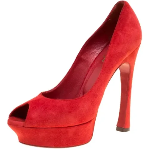 Pre-owned Pumps, female, , Size: 10 US Pre-owned Suede heels - Yves Saint Laurent Vintage - Modalova