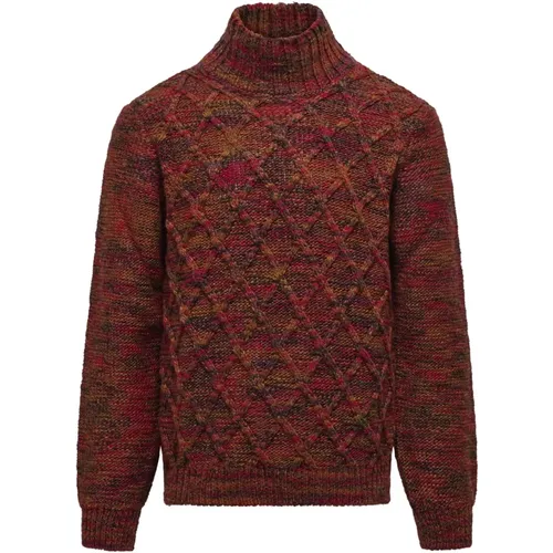 Turtlenecks, male, , Size: XL Multicoloured Yarn Turtleneck with Plait Pattern - BomBoogie - Modalova