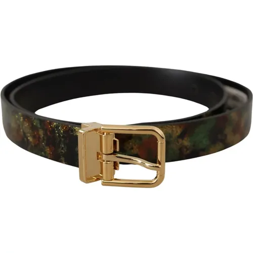 Belts, unisex, , Size: 90 CM Elegant Leather Belt with Bronze Buckle - Dolce & Gabbana - Modalova