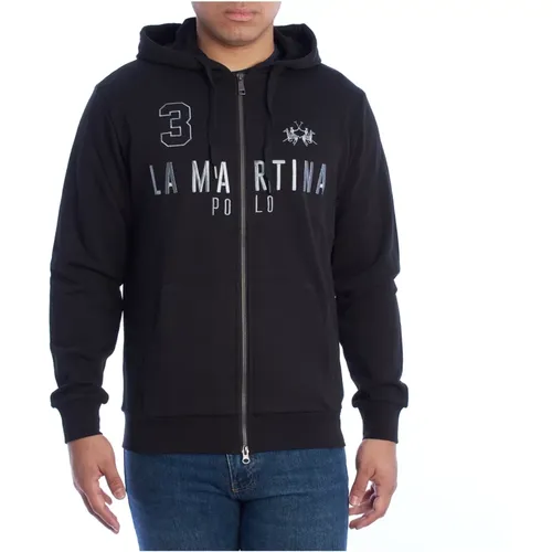 Zip-throughs, male, , Size: M Hooded Zip-Up Sweatshirt - LA MARTINA - Modalova