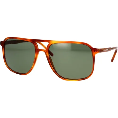 Polarisierte Dg4423 Sonnenbrille in Havana mit dunkelgrünen Gläsern - Dolce & Gabbana - Modalova