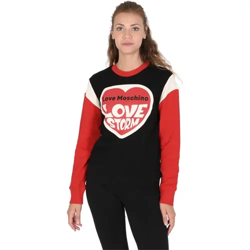 Baumwoll-Sweatshirt , Damen, Größe: 2XS - Love Moschino - Modalova