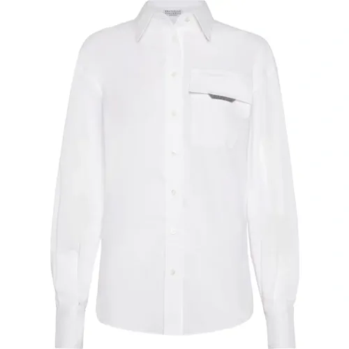 Shirts, female, , Size: L Classic Collar Shirt Long Sleeves - BRUNELLO CUCINELLI - Modalova