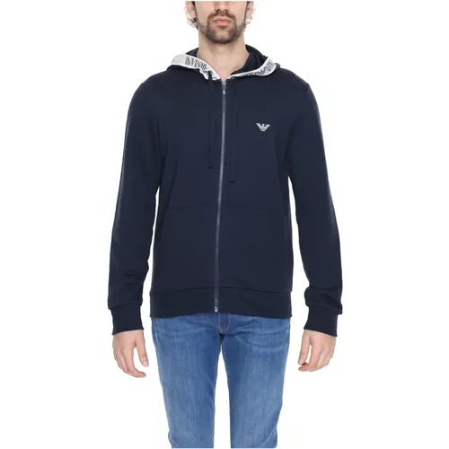 Zip-throughs, male, , Size: S Printed Hooded Sweatshirt with Zip - Emporio Armani - Modalova