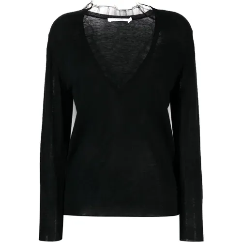 Lace Detail V-Neck Sweater , female, Sizes: S, M - IRO - Modalova