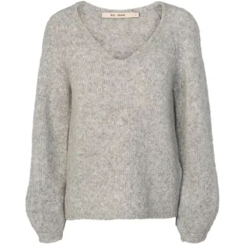 Elegant Alpaca Knitwear in Light Grey , female, Sizes: M, L, 2XL, XL - RUE de Femme - Modalova