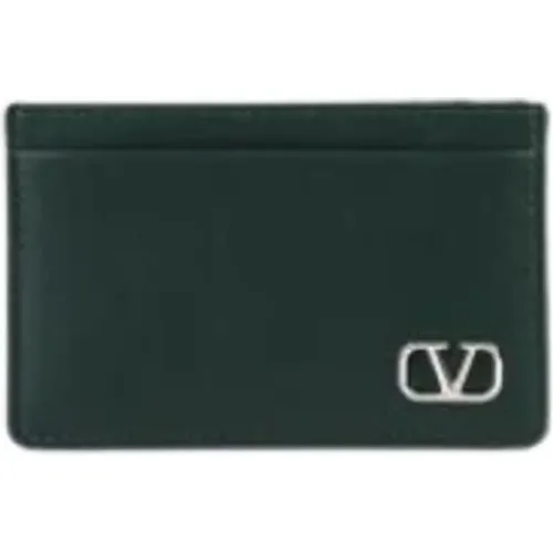 Kartenhalter aus grünem Leder , Herren, Größe: ONE Size - Valentino Garavani - Modalova