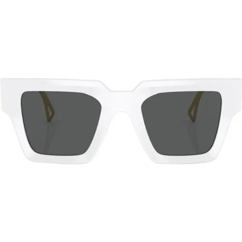 Weiße Sonnenbrille mit Zubehör , Damen, Größe: 50 MM - Versace - Modalova