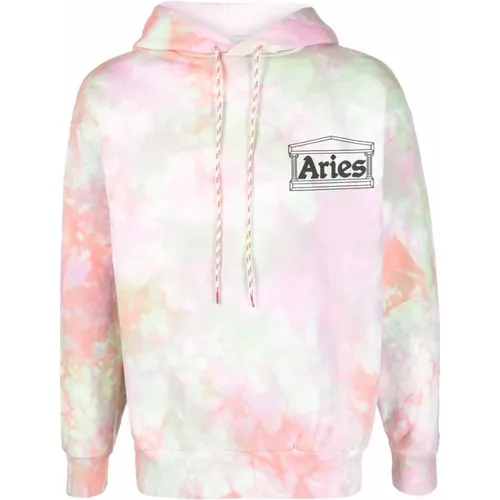 Tie-Dye Temple Logo Hoodie , male, Sizes: S - Aries - Modalova