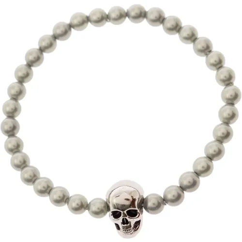 Necklaces, male, , Size: ONE SIZE Skull Detail Silver Bracelet - alexander mcqueen - Modalova