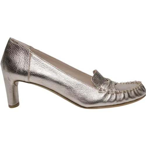 Metallische Lederabsatz-Loafer , Damen, Größe: 39 EU - DEL Carlo - Modalova