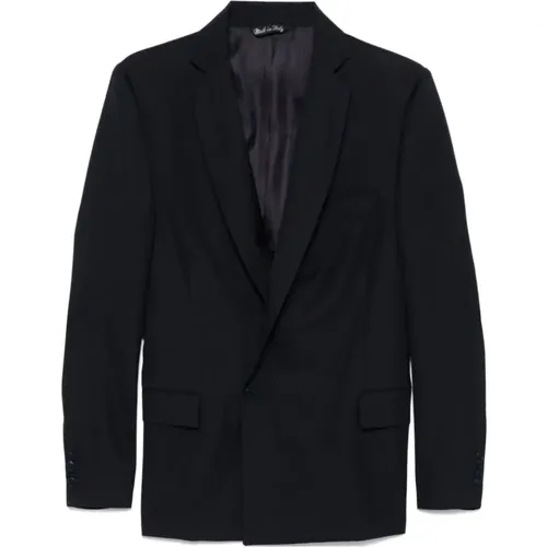 Blazers, male, , Size: L Navy Wool Blazer Jacket - Costumein - Modalova