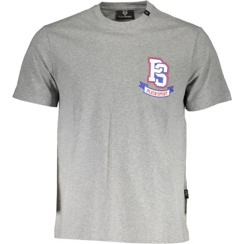 Graues Baumwoll-T-Shirt mit Logo , Herren, Größe: XL - Plein Sport - Modalova