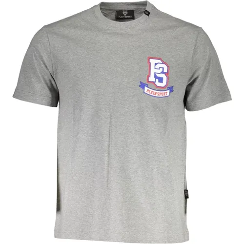 Graues Baumwoll-T-Shirt mit Logo - Plein Sport - Modalova