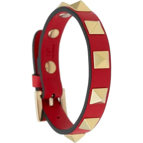 Rockstud Rotes Leder Gürtelarmband - Valentino Garavani - Modalova