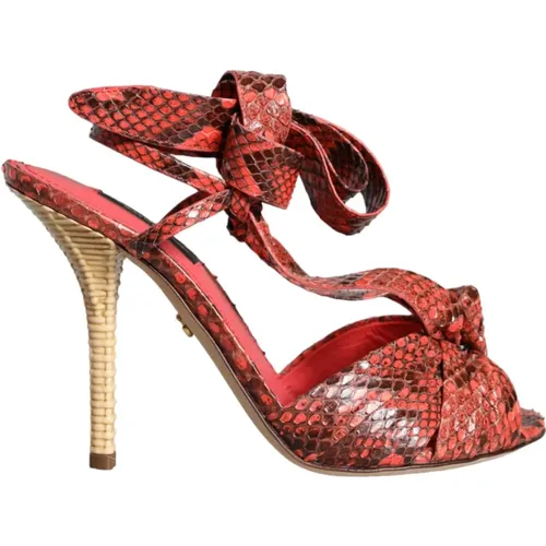 Exotische Koralle Leder High Heel Sandalen - Dolce & Gabbana - Modalova