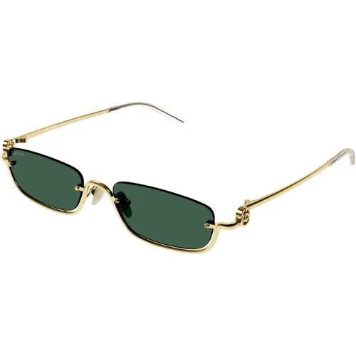 Gold/Green Sunglasses , unisex, Sizes: 55 MM - Gucci - Modalova