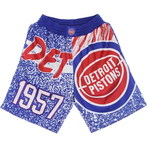 Sportswear, male, , Size: M Detroit Pistons Basketball Shorts Sublimated Mesh - Mitchell & Ness - Modalova