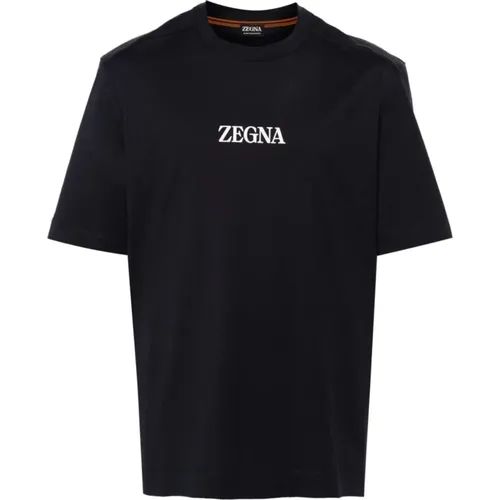 Navy Blue Crew Neck T-shirt , Herren, Größe: XL - Ermenegildo Zegna - Modalova