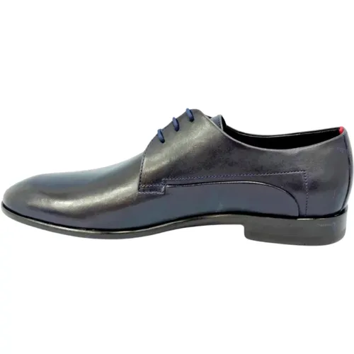 Herren Lederschnürschuhe Blau , Herren, Größe: 42 EU - Hugo Boss - Modalova