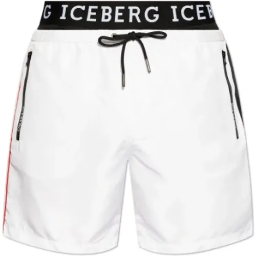 Beachwear, male, , Size: L Regular Fit Polyester Shorts - Iceberg - Modalova