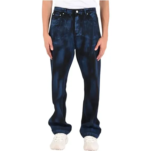 Straight Jeans, male, , Size: W36 Blue Painted Baggy Jeans - Arte Antwerp - Modalova