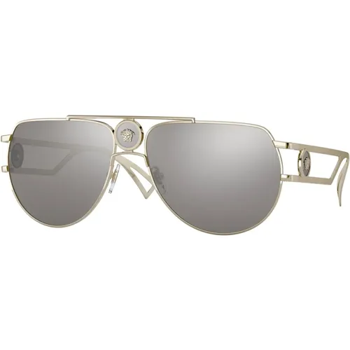 Enamel Medusa Sunglasses Pale Gold/Grey , male, Sizes: ONE SIZE - Versace - Modalova
