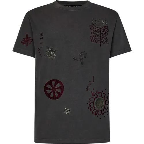Grey T-shirts and Polos with Floral Embroidery , male, Sizes: M - Andersson Bell - Modalova