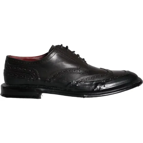 Leather Oxford Wingtip Formal Shoes , male, Sizes: 8 UK - Dolce & Gabbana - Modalova