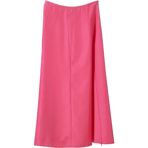 Fuchsia Taffeta Langer Rock , Damen, Größe: M - Moschino - Modalova