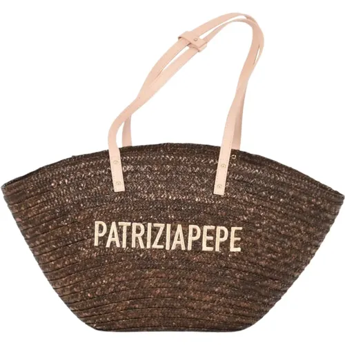 Straw Braided Handbag with Embroidery , female, Sizes: ONE SIZE - PATRIZIA PEPE - Modalova