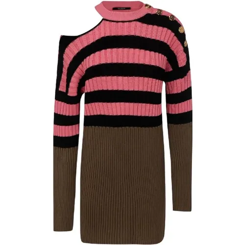 Striped Dress , female, Sizes: 2XL - Balmain - Modalova