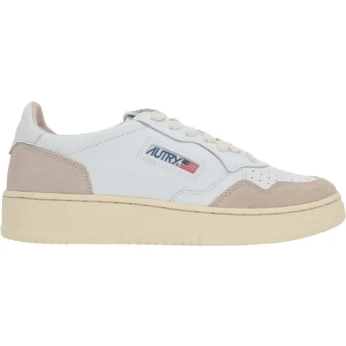 Weiße Low-Top-Sneaker mit grauem Detail , Damen, Größe: 37 EU - Autry - Modalova