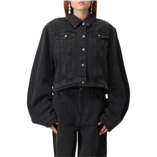 Denim Jackets, female, , Size: M Crystal Embellished Denim Jacket - Rotate Birger Christensen - Modalova