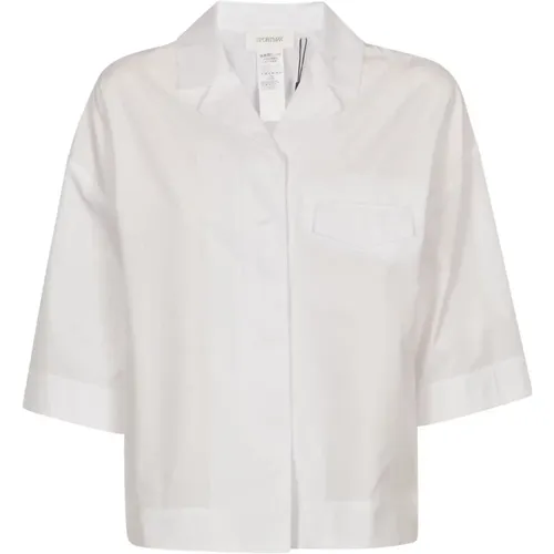 Weiße Baumwoll-Popeline Bluse mit Kristallverzierung , Damen, Größe: 2XS - SPORTMAX - Modalova