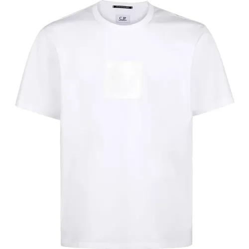 Metropolis Serie Weißes Badge T-Shirt , Herren, Größe: L - C.P. Company - Modalova