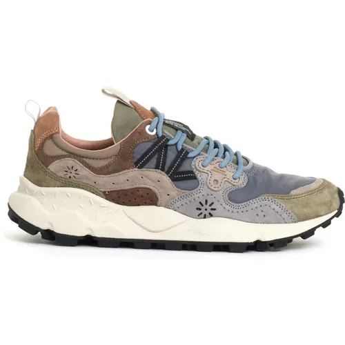 Sneakers, male, , Size: 9 US Green and Beige Sneakers - Flower Mountain - Modalova