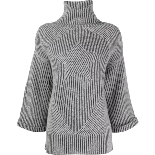 Grauer Strick Rollkragen Sweatshirt Casual Style - Lorena Antoniazzi - Modalova