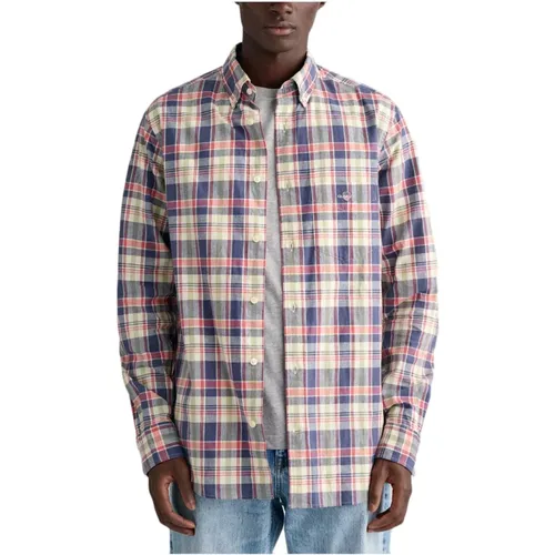 Check Shirt in Cotton Linen Blend , male, Sizes: 2XL, XL, 4XL - Gant - Modalova