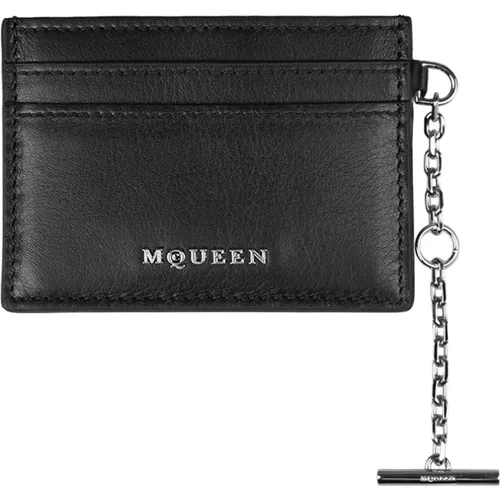 Wallets & Cardholders, female, , Size: ONE SIZE Leather Card Holder with Chain - alexander mcqueen - Modalova