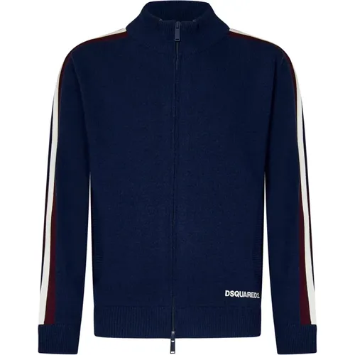 Wool Blend Zip-Up Cardigan , male, Sizes: S, M, L - Dsquared2 - Modalova