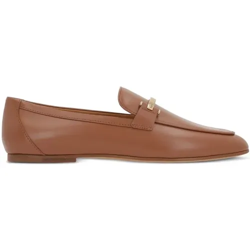 Loafers, female, , Size: 8 1/2 US Terracotta Leather Flat Shoes - TOD'S - Modalova