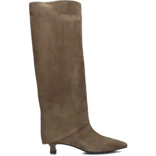 Taupe Wildleder Hohe Stiefel für Damen , Damen, Größe: 37 EU - Lina Locchi - Modalova