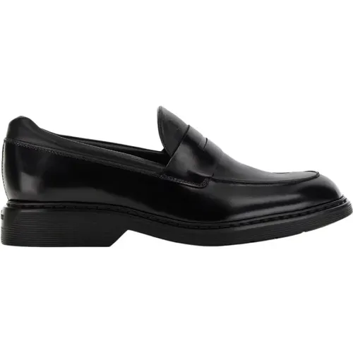 Loafers, male, , Size: 9 US Leather Flat Shoes - Hogan - Modalova