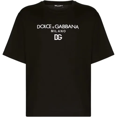 Cotton T-Shirt with Logo , male, Sizes: S - Dolce & Gabbana - Modalova