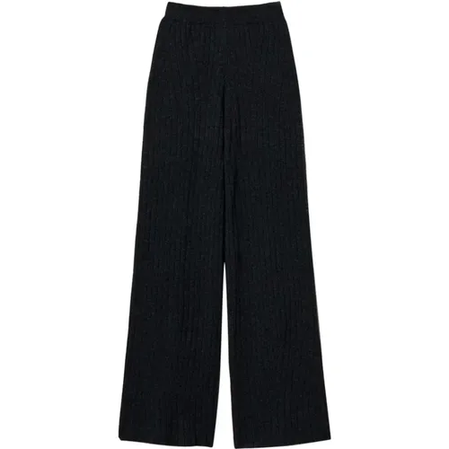 Ribbed Knit High-Waisted Wide Leg Trousers , female, Sizes: XS, S, L, M - Twinset - Modalova